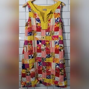 Sabby Anand Ladies 100% Cotton Shift Style Mini Dress Tunic Lined Sleeveless Pat